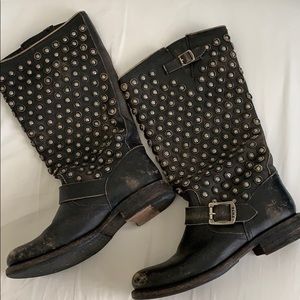 Frye Jenna Calf Height Studded Cowboy Boots